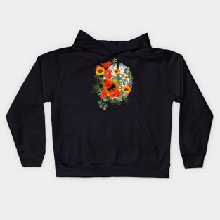 Poppie sunflowers Color human brain watercolor Kids Hoodie